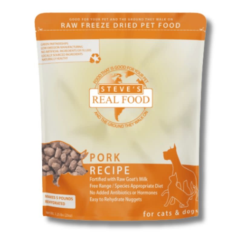 STEVES REAL FOOD Pork Freezedried Dog Food 1.25 lb.