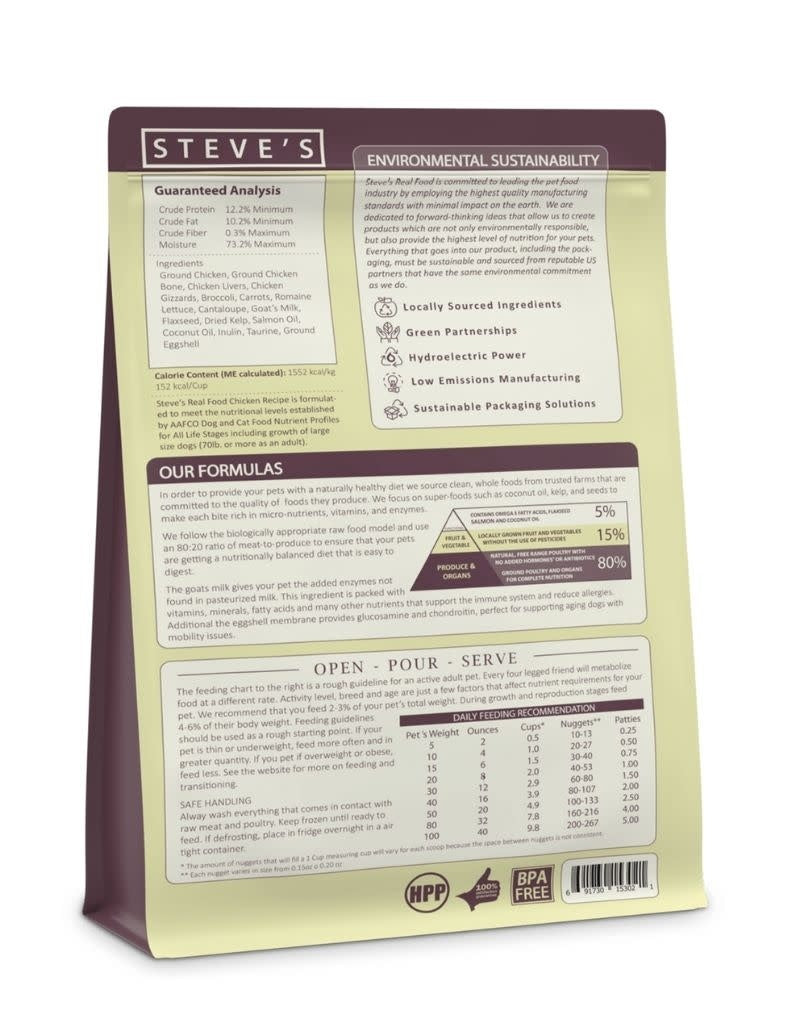 STEVES REAL FOOD Chicken Frozen Nuggets Dog and Cat Food