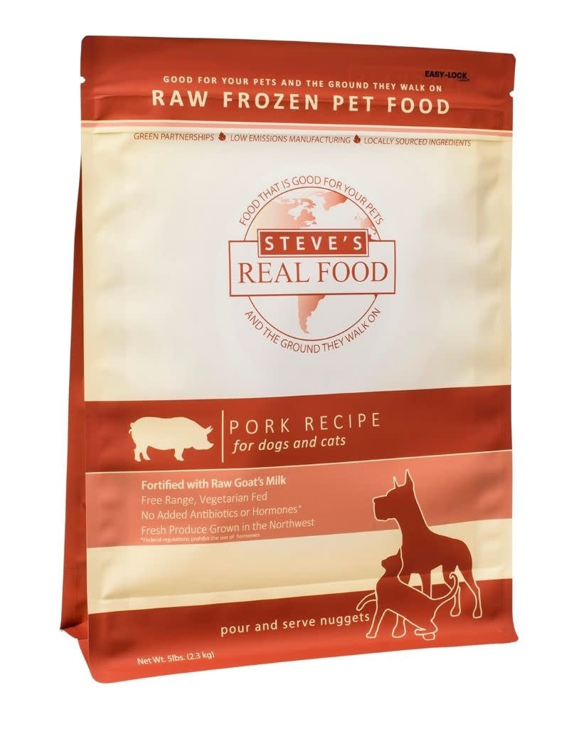 STEVES REAL FOOD Pork Frozen Nuggets Dog and Cat Food