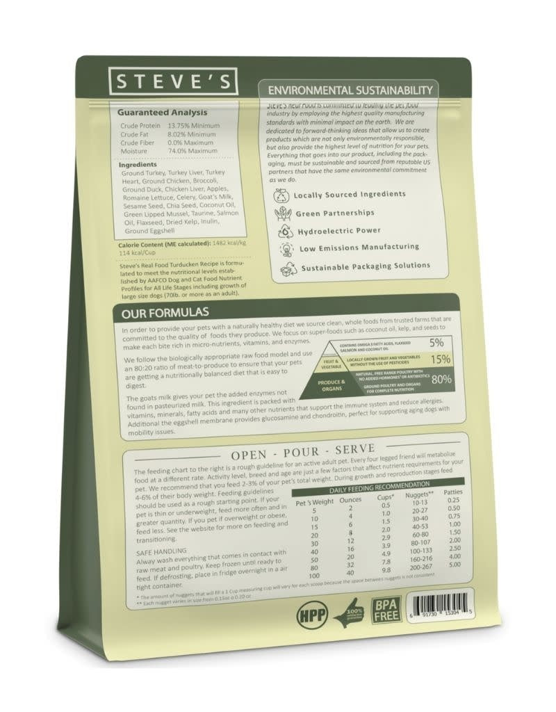 STEVES REAL FOOD Turducken Frozen Nuggets Dog and Cat Food