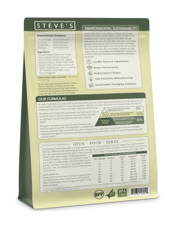 STEVES REAL FOOD Turducken Frozen Nuggets Dog and Cat Food