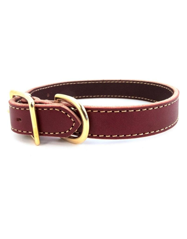 FISH & BONE Stitched Leather Collar Burgundy