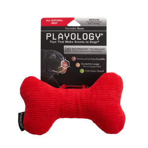 PLAYOLOGY All Natural Beef Scented Plush Squeaky Bone
