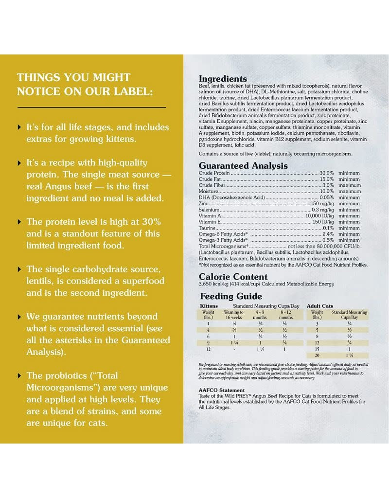 TASTE OF THE WILD Dry Cat Food Prey Limited Ingredient Angus Beef 6lb