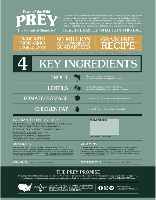 TASTE OF THE WILD Prey Dry Dog Food Trout