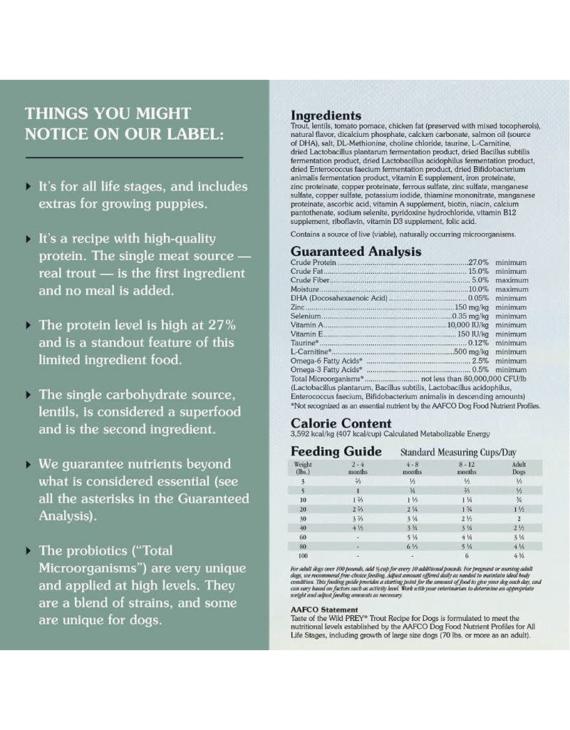 TASTE OF THE WILD Prey Dry Dog Food Trout