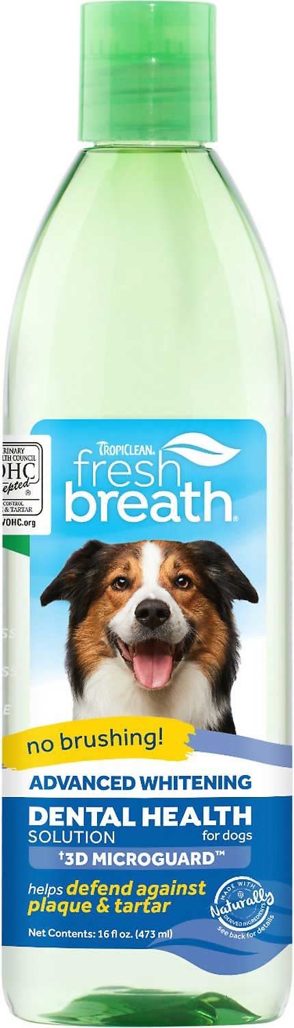 TROPICLEAN Fresh Breath Advanced Whitening Dental Health Solution Dog Dental Water Additive
