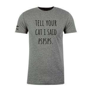 FISH & BONE T-Shirt 'Tell Your Cat I Said PSPSPS' in Dark Heather Grey