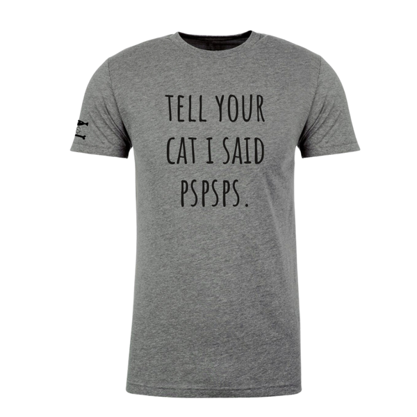 FISH & BONE T-Shirt 'Tell Your Cat I Said PSPSPS' in Dark Heather Grey