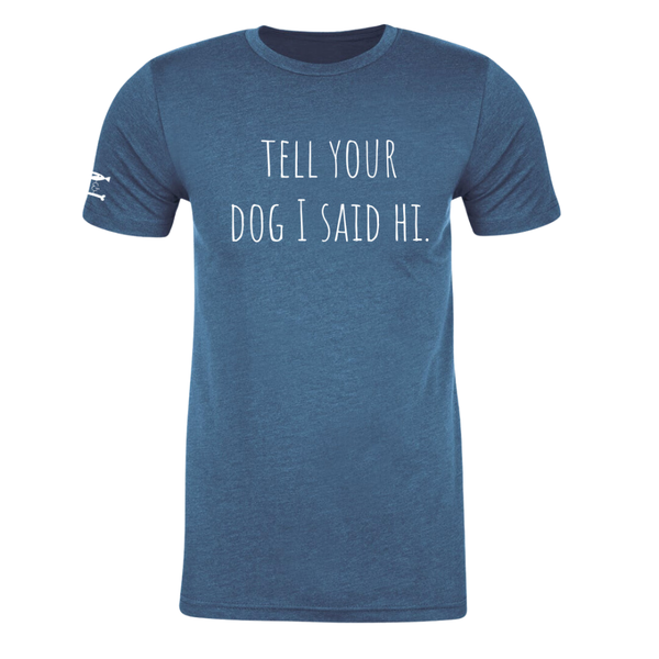 FISH & BONE T-Shirt 'Tell Your Dog I Said Hi' in Cool Blue Heather