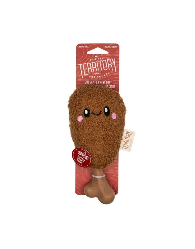 TERRITORY 2 in 1 Dog Toy Chicken on Bone