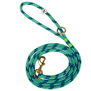 THE BELTED COW Maine Dock Line Dog Lead in Multi with Lime Trim
