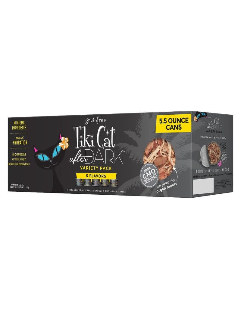 TIKI CAT After Dark Variety Pack Shreds Canned Cat Food  5.5OZ CASE/8
