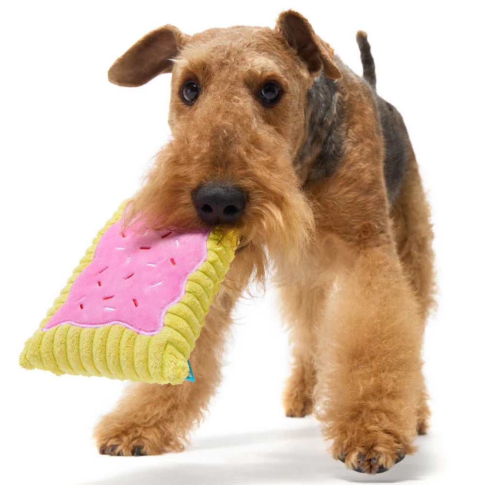 BARK Toaster Poodle Breakfast Pastry Pink Plush Dog Toy