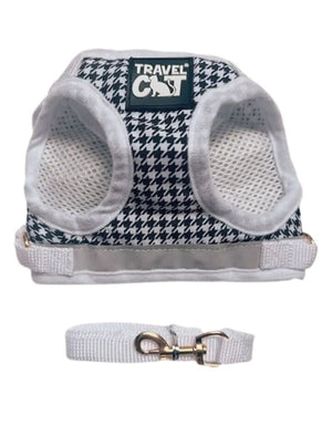 TRAVEL CAT Leash & Harness Set Houndstooth
