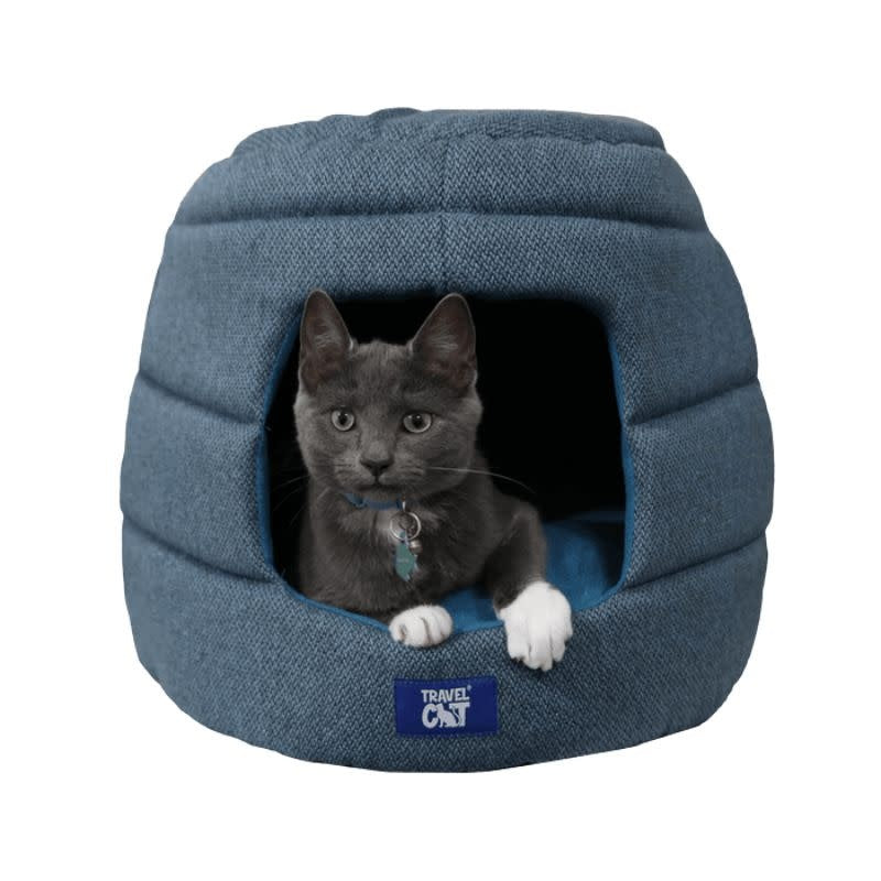 TRAVEL CAT Meowible Home Convertible Cat Bed & Cave Blue