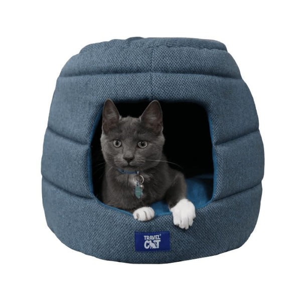TRAVEL CAT Meowible Home Convertible Cat Bed & Cave Blue