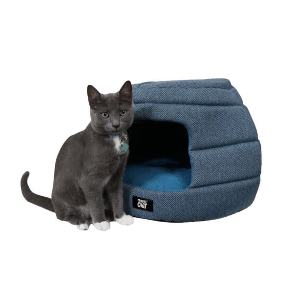 TRAVEL CAT Meowible Home Convertible Cat Bed & Cave Blue