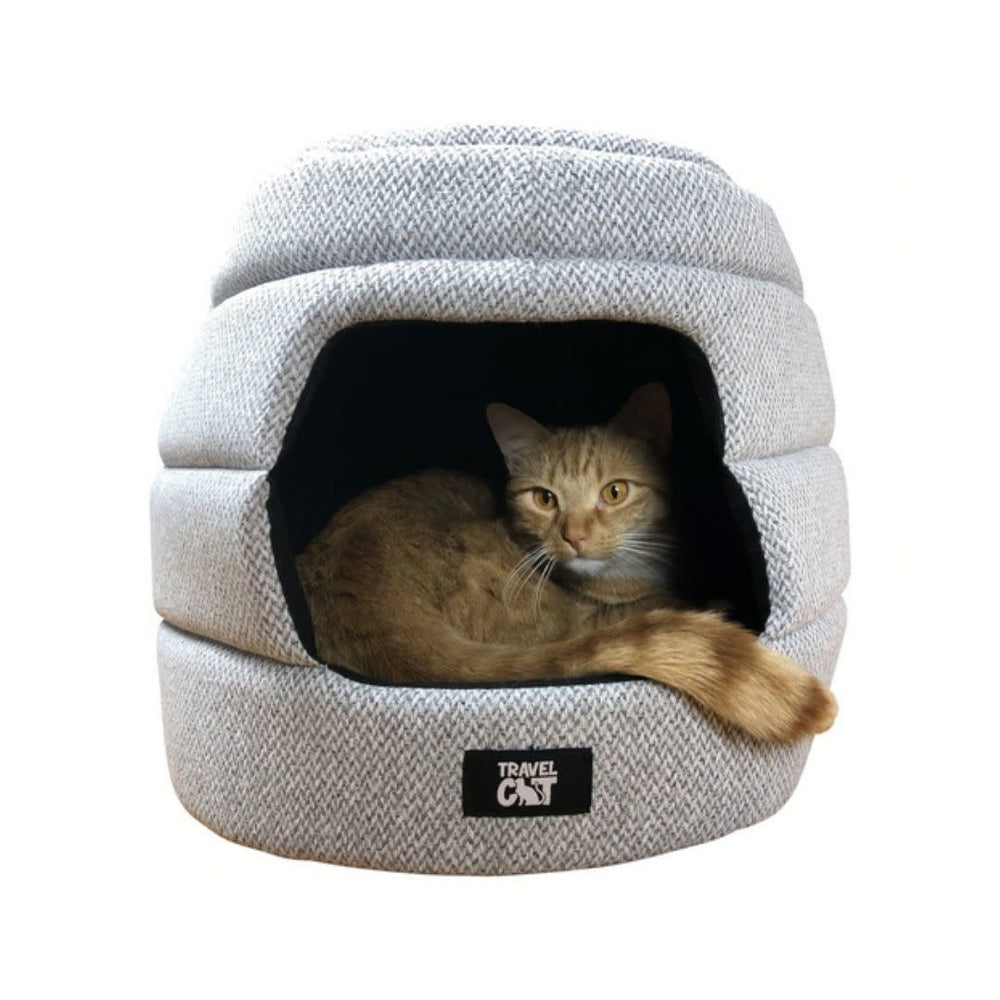 TRAVEL CAT Meowible Home Convertible Cat Bed & Cave Grey