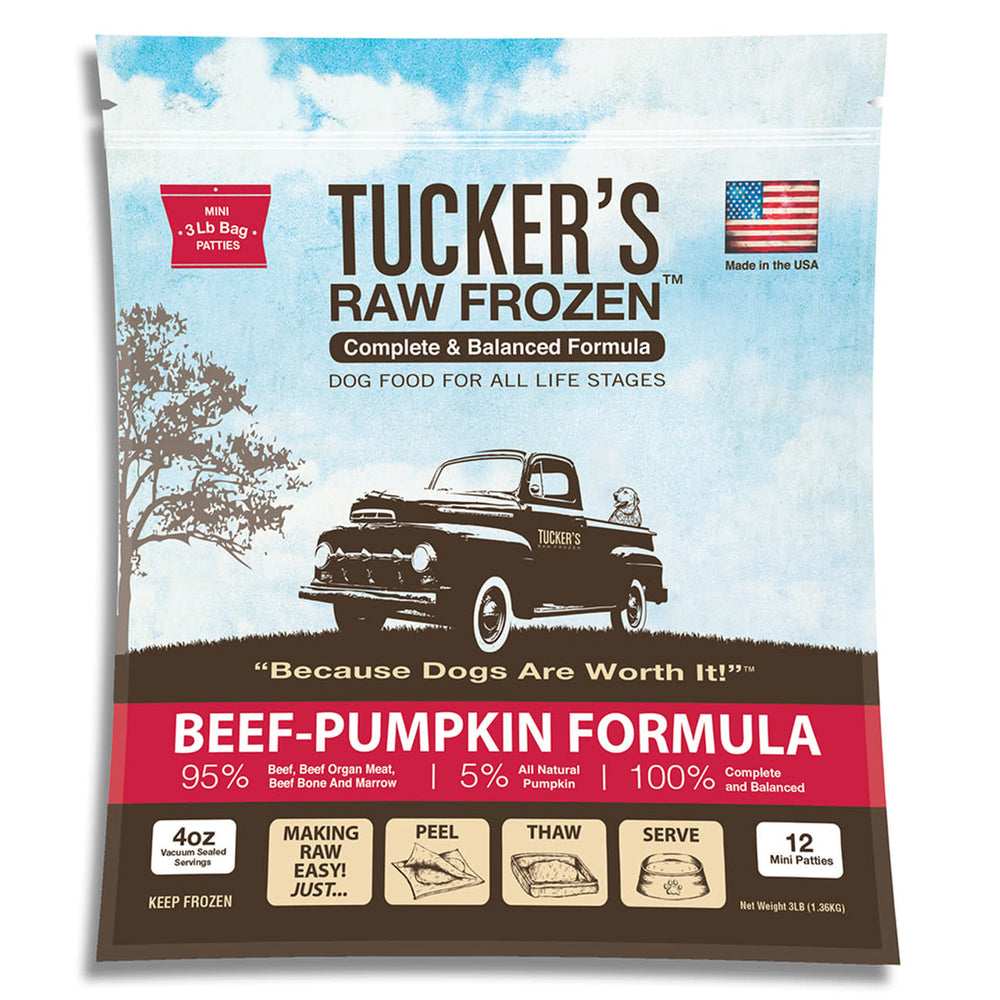 TUCKERS Frozen Raw Complete Dog Food Beef Pumpkin 3lb