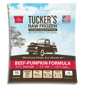 TUCKERS Frozen Raw Complete Dog Food Beef Pumpkin 3lb