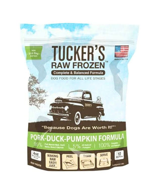 TUCKERS Frozen Raw Complete Dog Food Pork and Duck 3lb