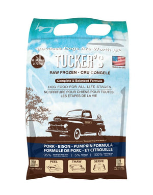 TUCKERS Frozen Raw Complete Dog Food Pork Bison 6lb