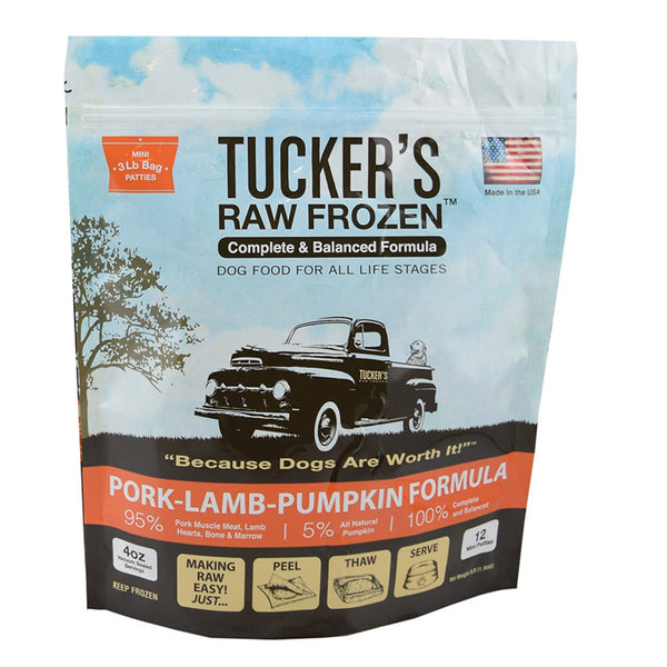 TUCKERS Frozen Raw Complete Dog Food Pork Lamb 3lb