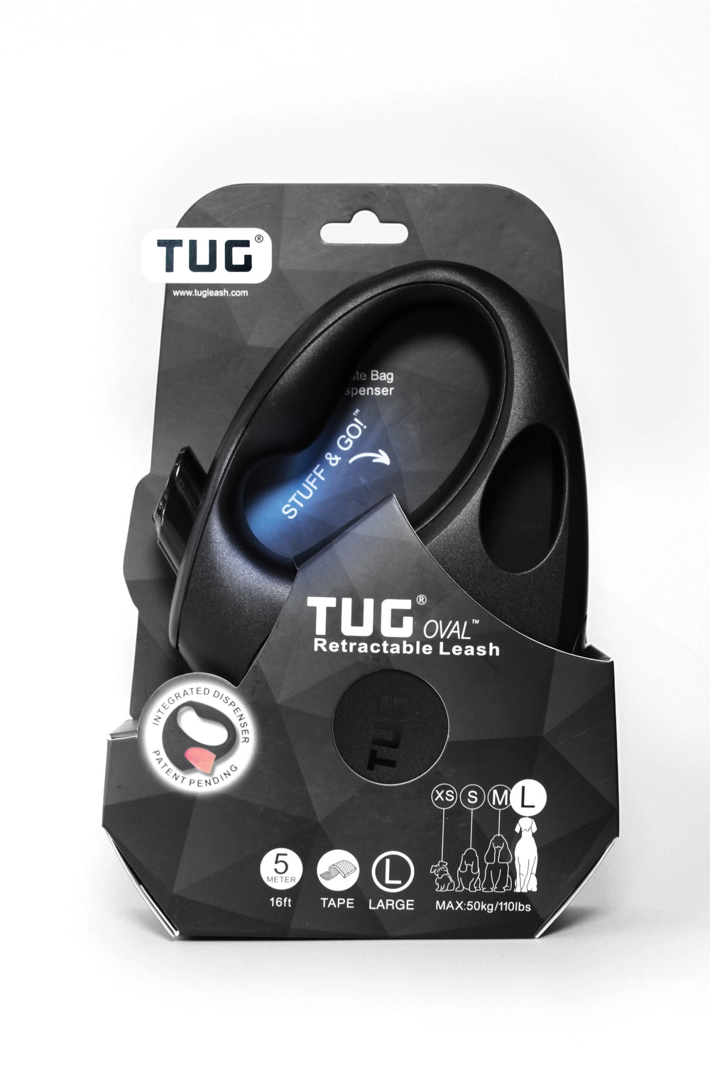 TUG Retractable Dog Leash Black