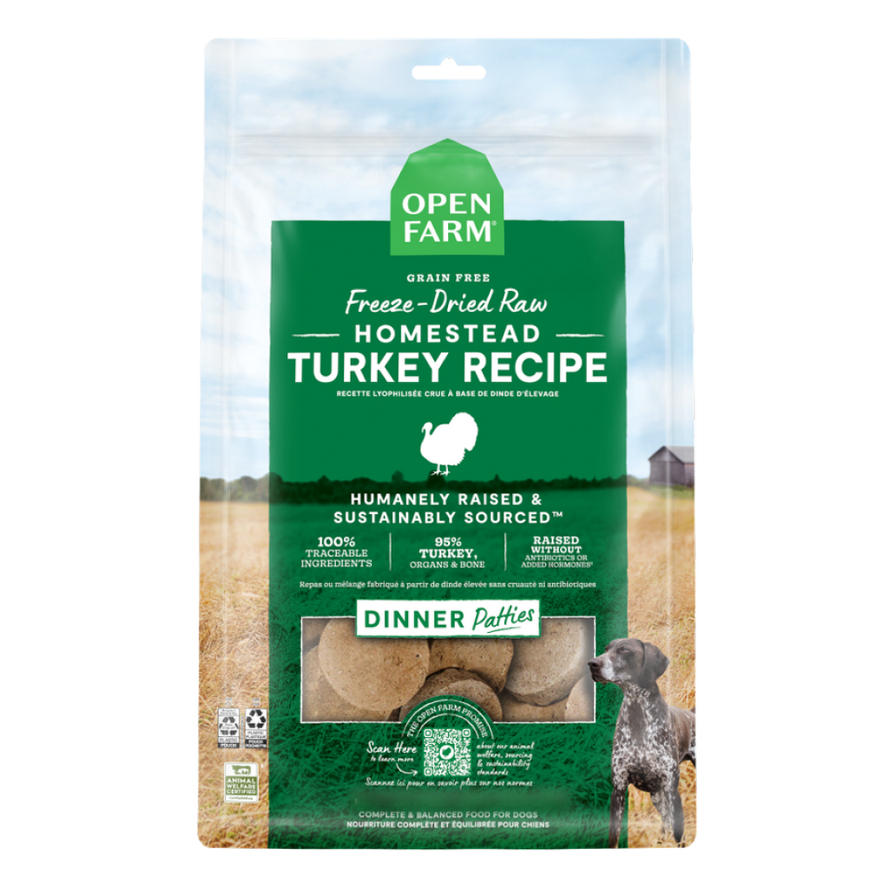 OPEN FARM Freezedried Dog Food Patties Homestead Turkey 17.5OZ