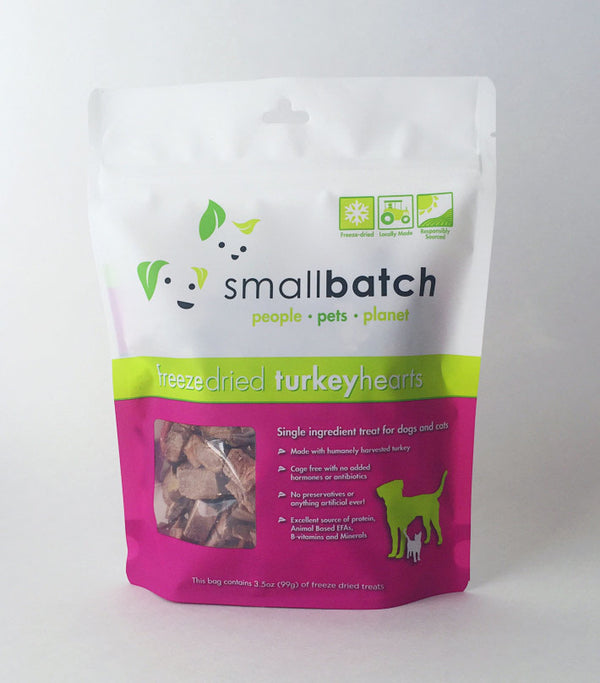 SMALL BATCH Freezedried Turkey Heart Dog & Cat Treats 3.5 oz.
