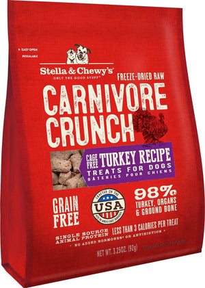 STELLA & CHEWY'S Turkey Recipe Carnivore Crunch Dog & Cat Treats 3.25 oz.