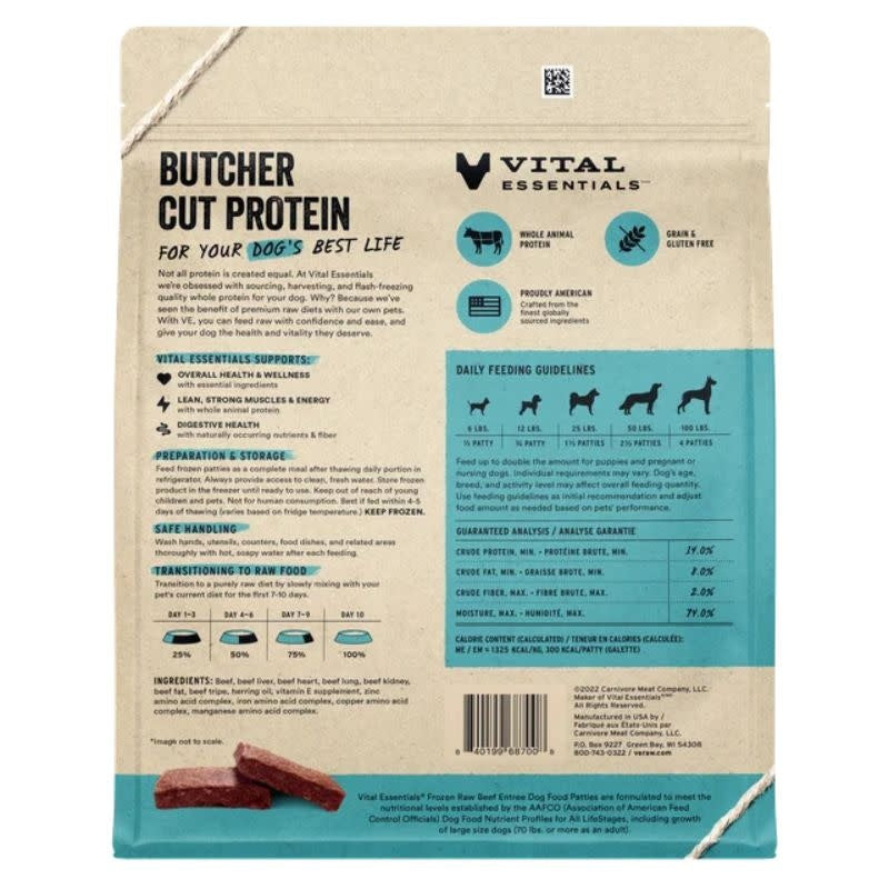 VITAL ESSENTIALS Frozen Raw Beef Dog Food 6 lb.