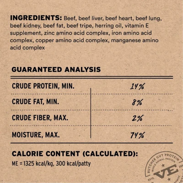 VITAL ESSENTIALS Frozen Raw Beef Dog Food 6 lb.