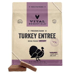 VITAL ESSENTIALS Frozen Raw Turkey Dog Food 6 lb.
