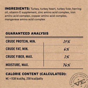 VITAL ESSENTIALS Frozen Raw Turkey Dog Food 6 lb.