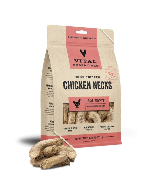 VITAL ESSENTIALS Dog Treat Freezedried Chicken Necks 9oz