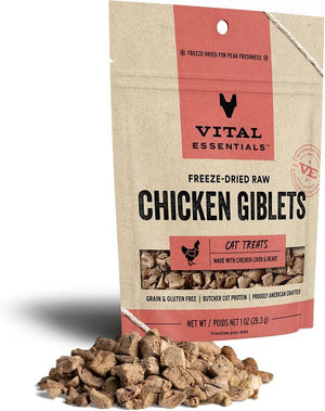 VITAL ESSENTIALS Freezedried Chicken Giblets Cat Treat 1 oz.