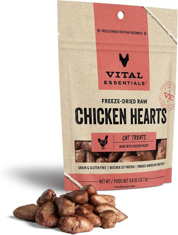 VITAL ESSENTIALS Freezedried Chicken Hearts Cat Treat .8oz