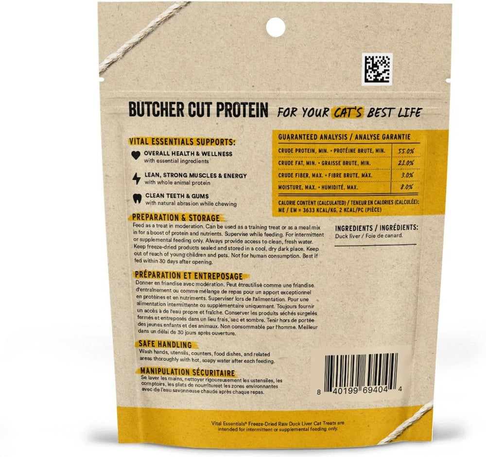 VITAL ESSENTIALS Freezedried Duck Liver Cat Treat .9 oz.