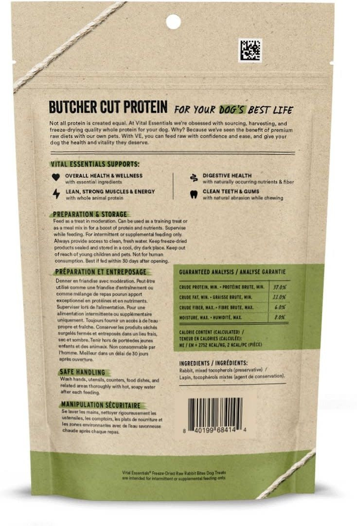 VITAL ESSENTIALS Freezedried Rabbit Bites Dog Treats