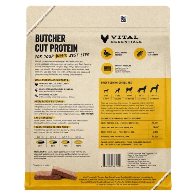 VITAL ESSENTIALS Frozen Raw Duck Dog Food 6 lb.