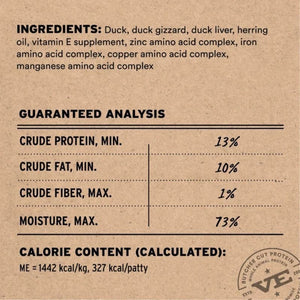VITAL ESSENTIALS Frozen Raw Duck Dog Food 6 lb.