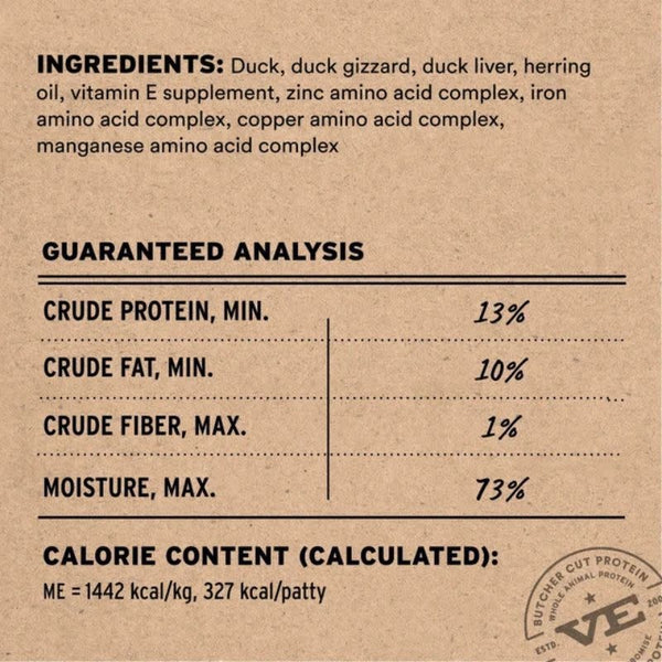 VITAL ESSENTIALS Frozen Raw Duck Dog Food 6 lb.