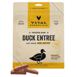 VITAL ESSENTIALS Frozen Raw Duck Mini Patties Cat Food 28oz