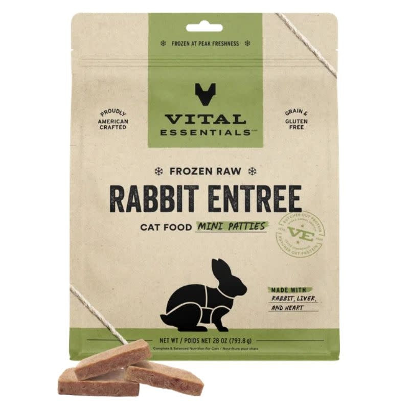 VITAL ESSENTIALS Frozen Raw Rabbit Mini Patties Cat Food 28oz