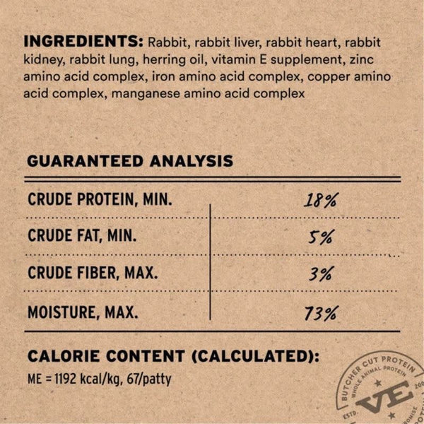VITAL ESSENTIALS Frozen Raw Rabbit Mini Patties Cat Food 28oz
