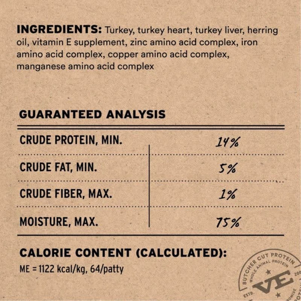 VITAL ESSENTIALS Frozen Raw Turkey Mini Patties Cat Food 28oz