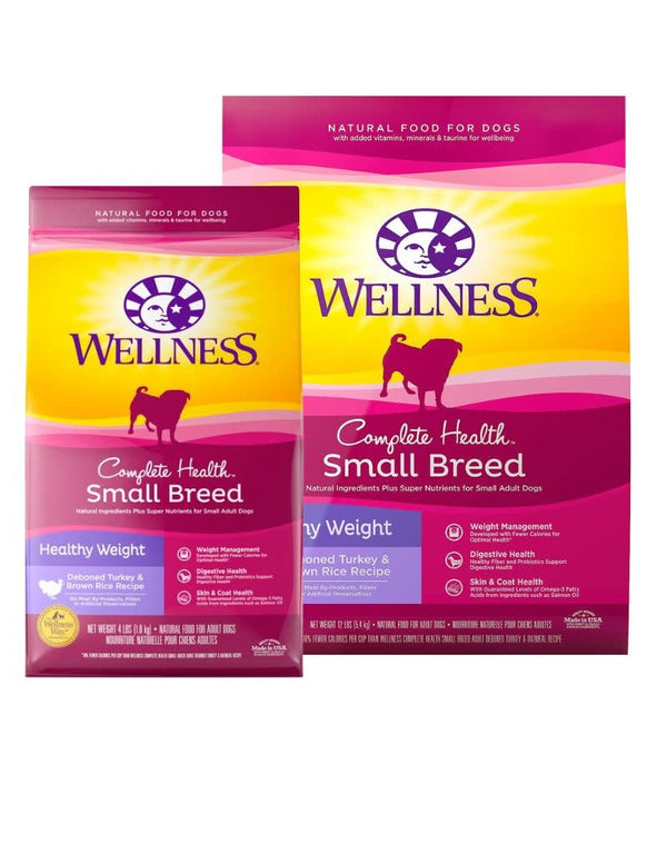 WELLNESS Complete Health Dry Dog Food Small Breed Healthy Weight Turkey and Brown Rice