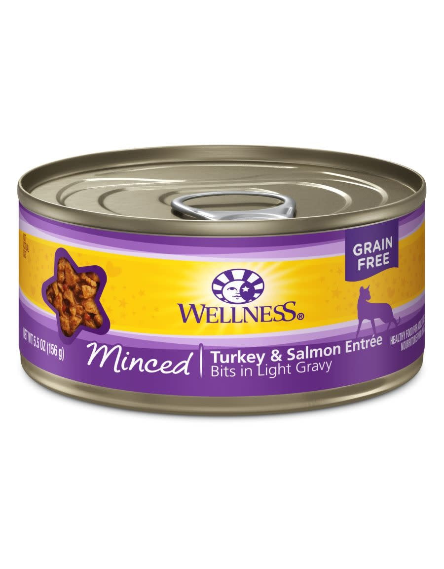 WELLNESS Minced Turkey and Salmon Canned Cat Food CASE